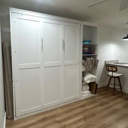 Queen Size Murphy Bed With side shelving Unit