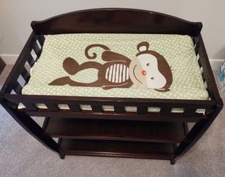 Wooden Diaper Changing Table - $40 (with Pad & Monkey Sheet for Pad)