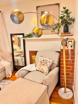 3 gold glove floor lamp with marble base stand