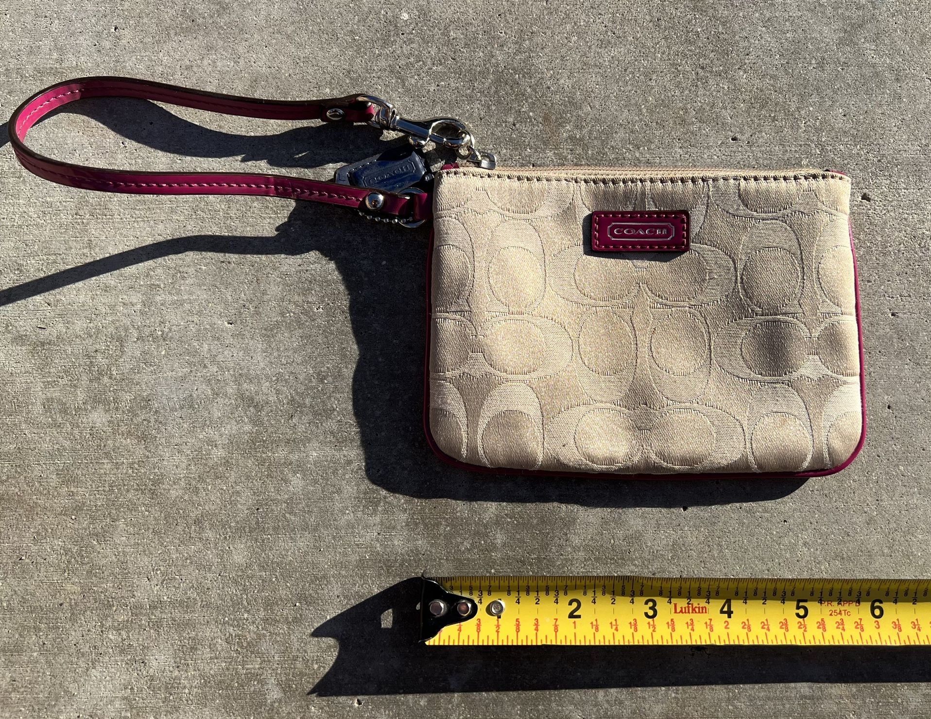 Coach Wristlet Canvas with Patent Leather Trim
