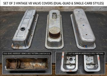 Set of 3 Vintage V8 Valve Covers