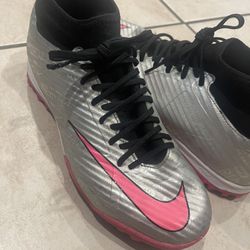 nike zoom superfly 9 academy xxv turf soccer shoes metallic silver/hyper pink
