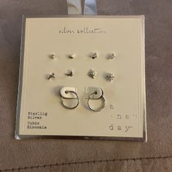 $5 Earrings Cubic Zirconia Sterling Silver Post Brand New