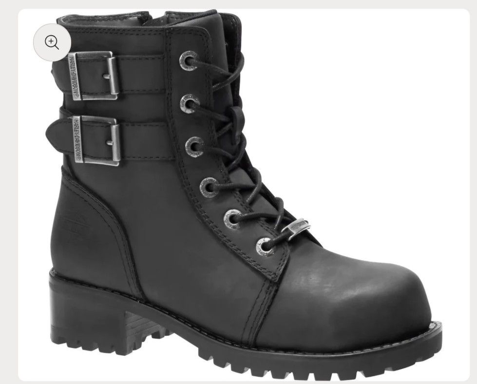 Harley Davidson Archer Black Leather Steel Toe Boots Womens