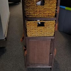 Mini dresser piece with wicker style basket 