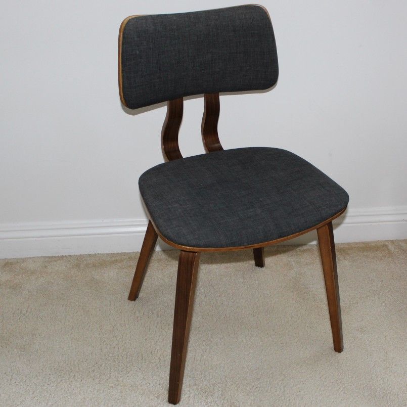 Mid-Century Modern Style Wood and Fabric Chair