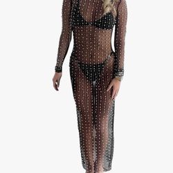 Skinny Dress Summer Sheer Mesh Bikini Coverup Beach Bathing Suit