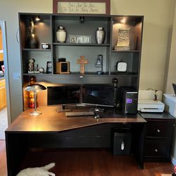 Large Solid Wood Desk With Hutch 