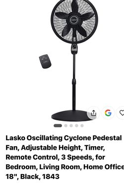 Lasko 18" Oscillating Pedestal Fan with Remote