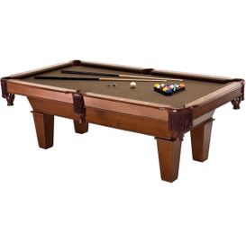 7.5 Foot Pool Table with Accuslate Surface, K66 Bumpers, Oak Finish