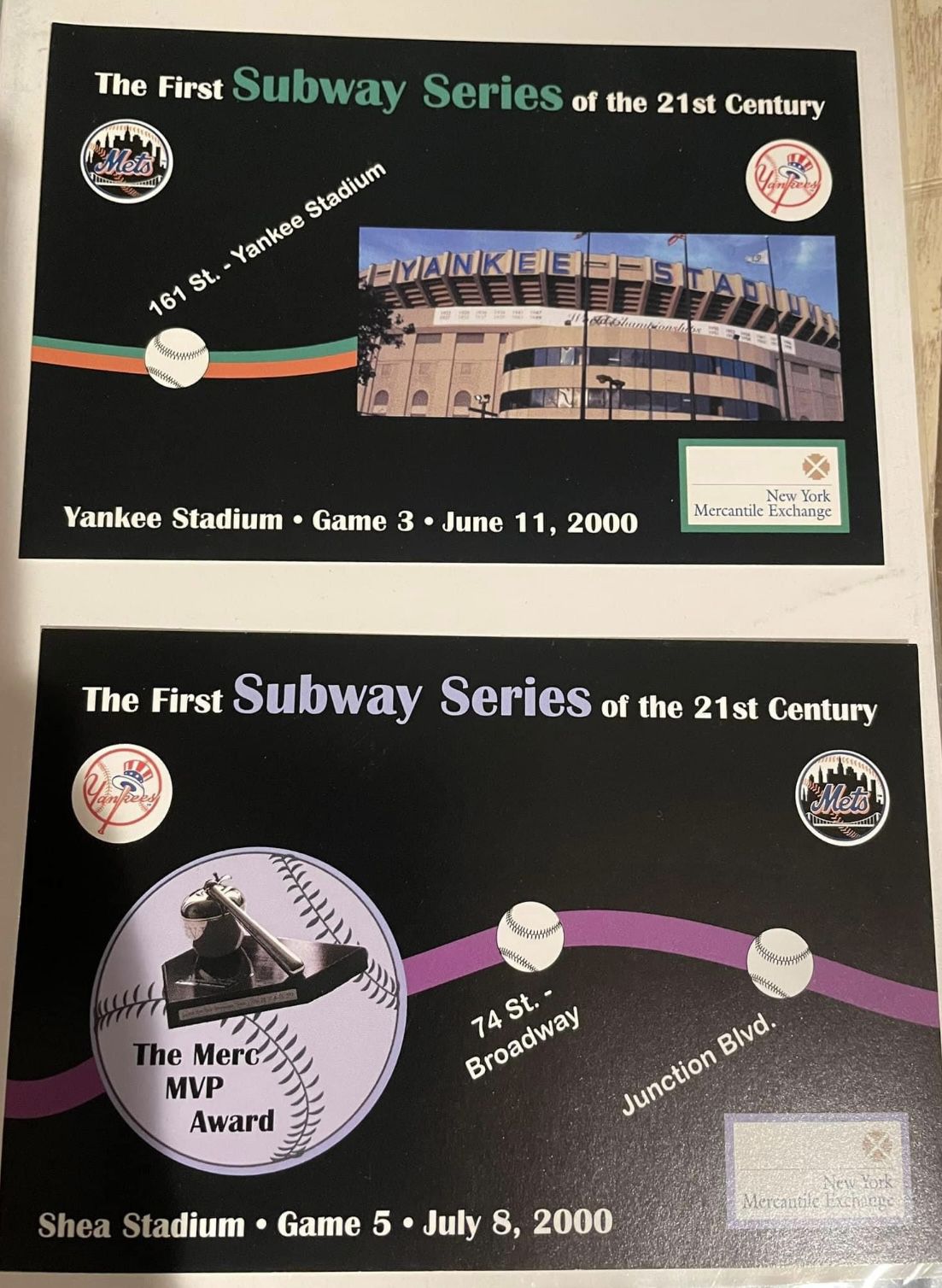 2000 Mets /Yankees Subway Series postcards