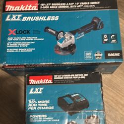 18 V Lxt Brushless Makita Grinder And 2 4 Hour Batteries And Charger Kit