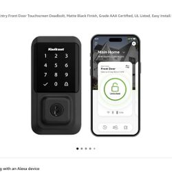 Kwikset Halo Wi-Fi Smart Lock, Keyless Entry Front Door Touchscreen Deadbolt, Matte Black Finish, Grade AAA Certified, UL Listed, Easy Install No Hub,