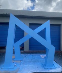 Large Blue Letter M Event Display Stand
