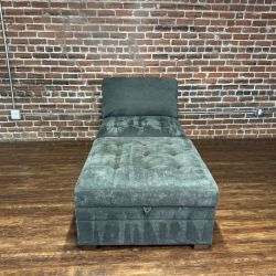 Delivery Available Thomasville gray 2 pc chair with storage ottoman