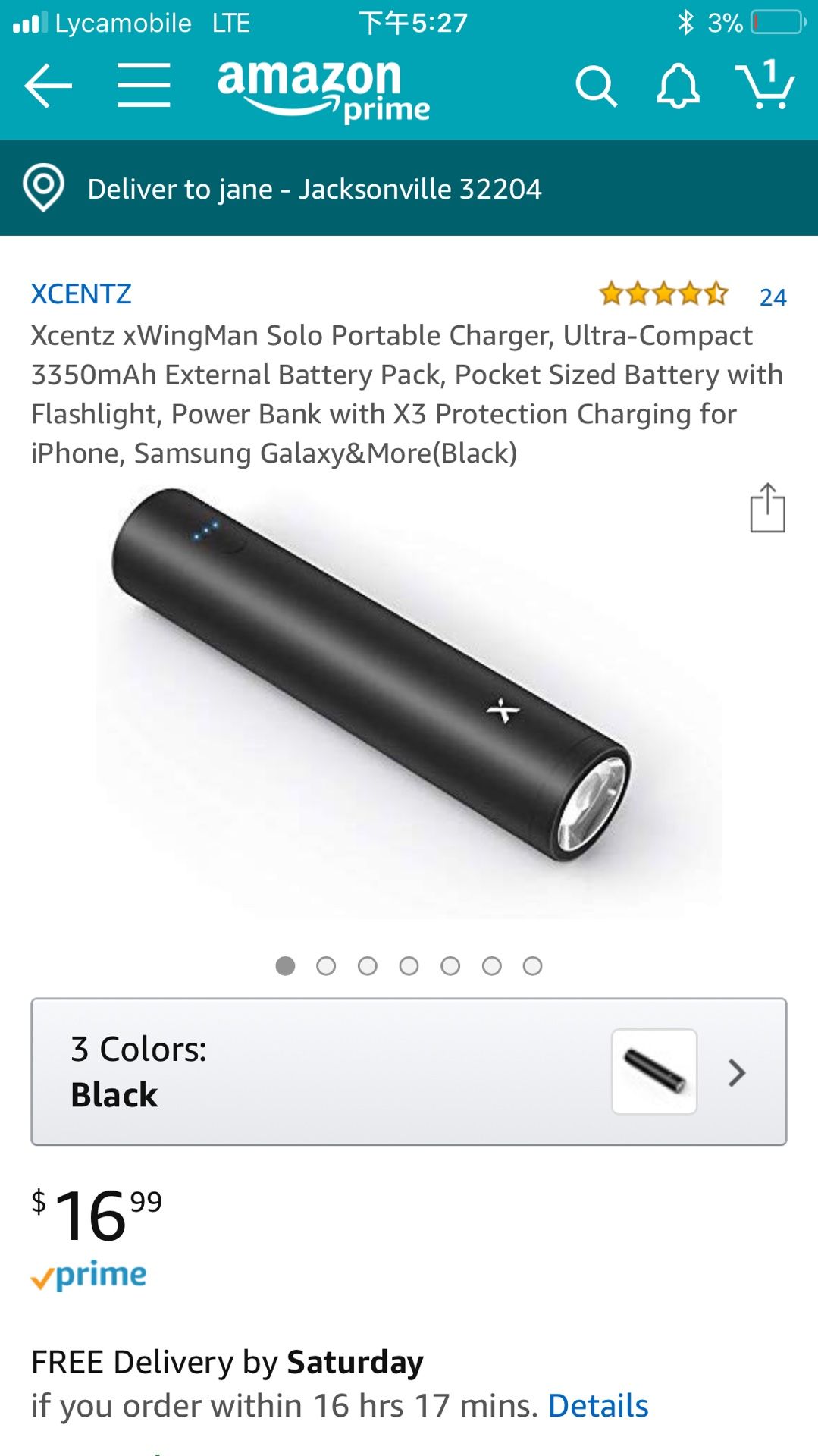 Brand new Xcentz xWingMan Solo Portable Charger, Ultra-Compact 3350mAh External Battery Pack, Pocket Sized Battery with Flashlight