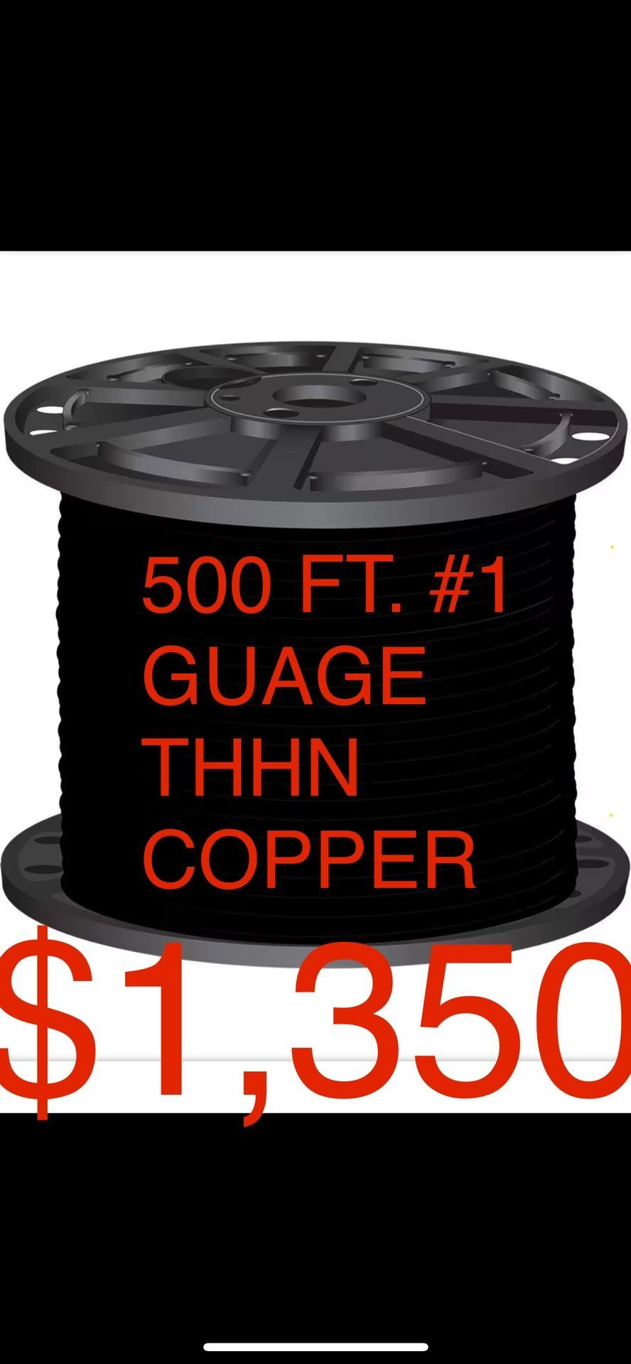 #1 AWG STRANDED COPPER 500ft.