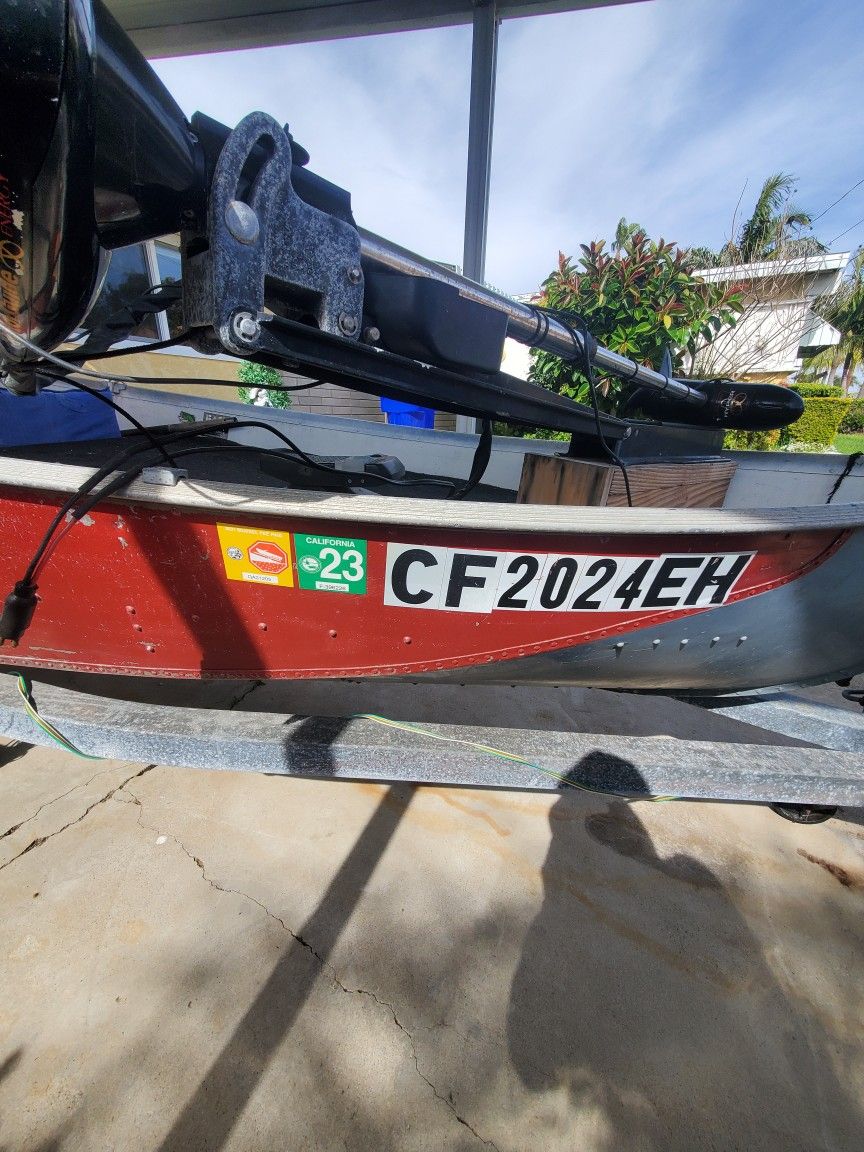 14' Aluminum Boat W/ Deck, Foot Trolling, Trailer *NO MOTOR* for Sale