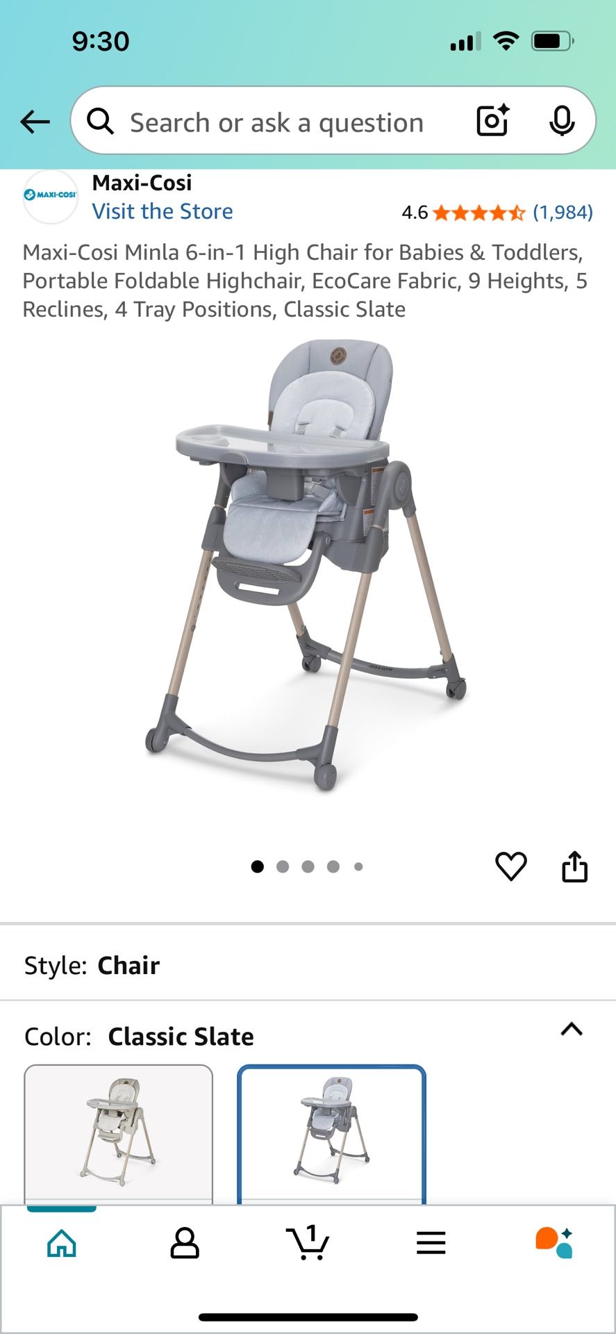 Maxi-Cosi Minla 6-in-1 High Chair for Babies & Toddlers