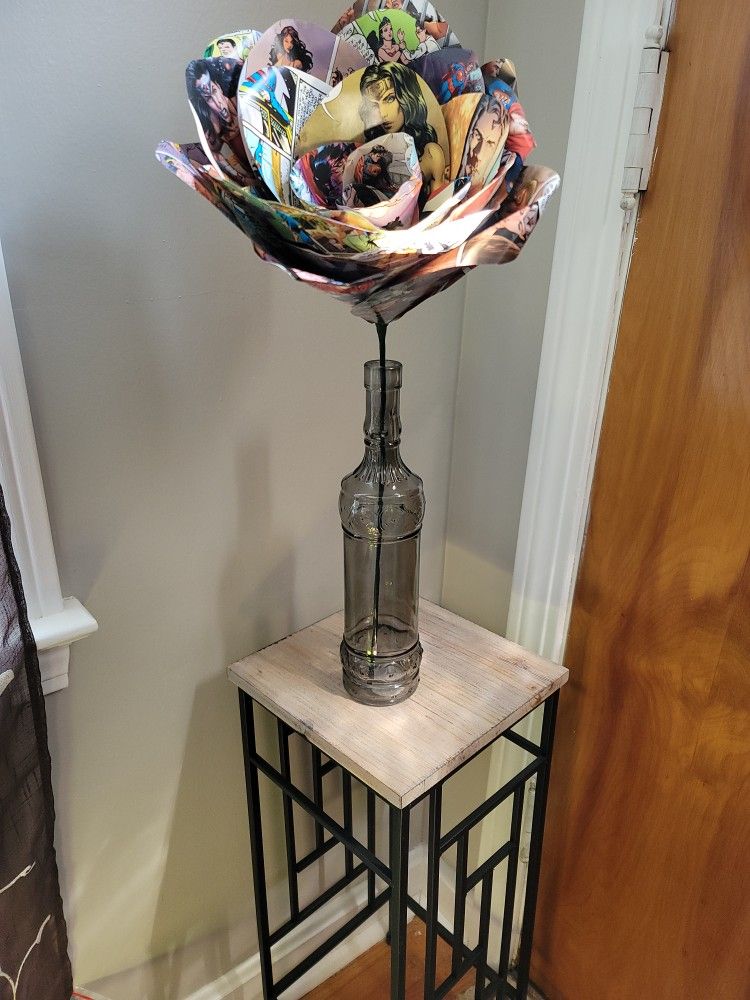 4 Clear Gray Flower Vases