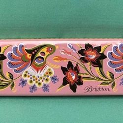 Brighton watch tin decorative pencil box rectangular colorful pink yellow 