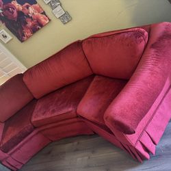Red Curved Angled Couch Sofa
