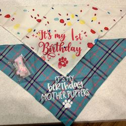 BRAND NEW Puppy/Dog BIRTHDAY Bandana’s & Candle