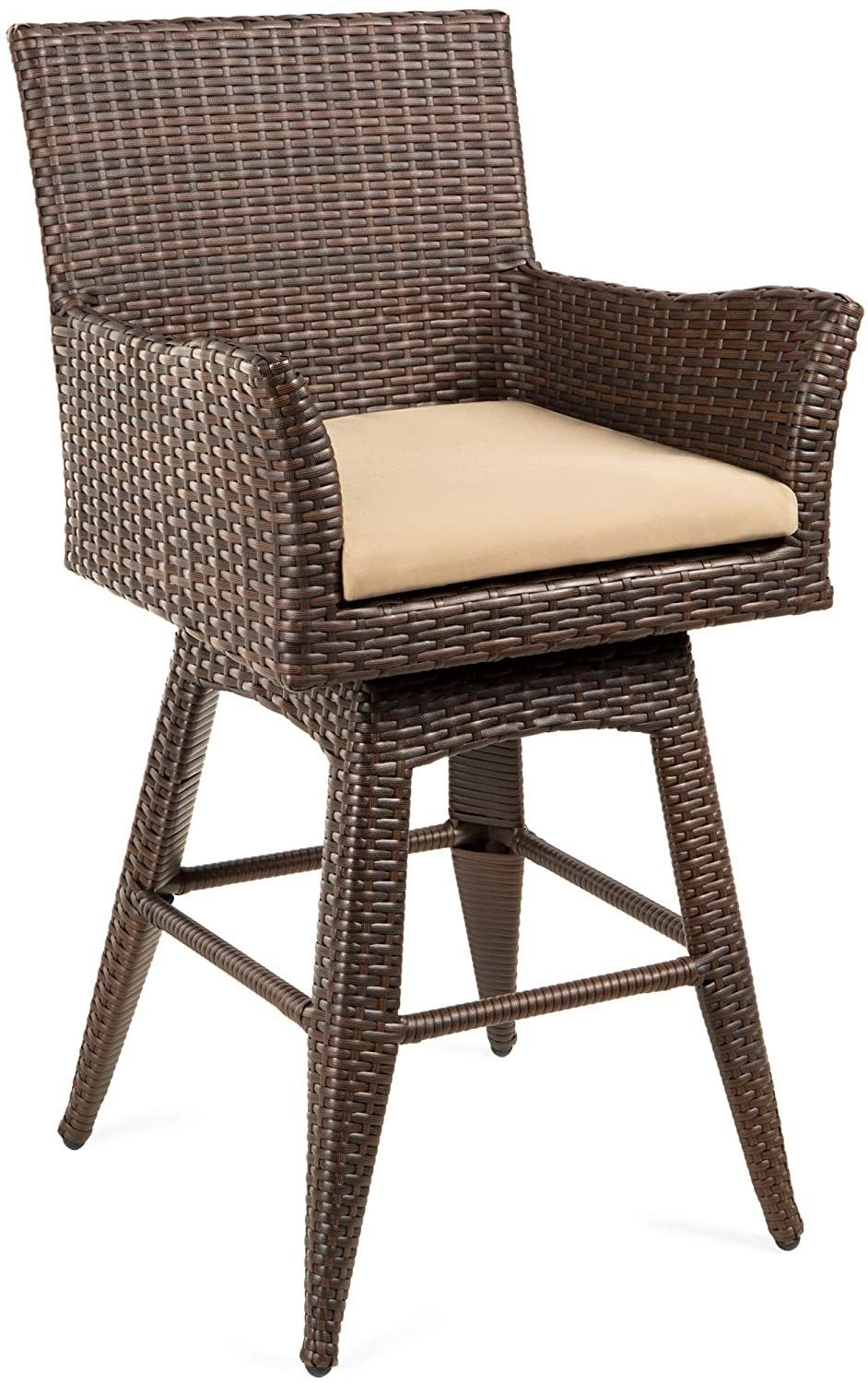 360° Counter-Height Swivel Chair Bar Stool with Plush Cushion