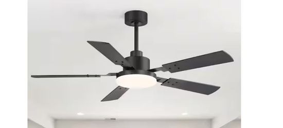 Breezary Larrisa 52 in. Standard Black Ceiling Fan with Integrated LED Light and Remote