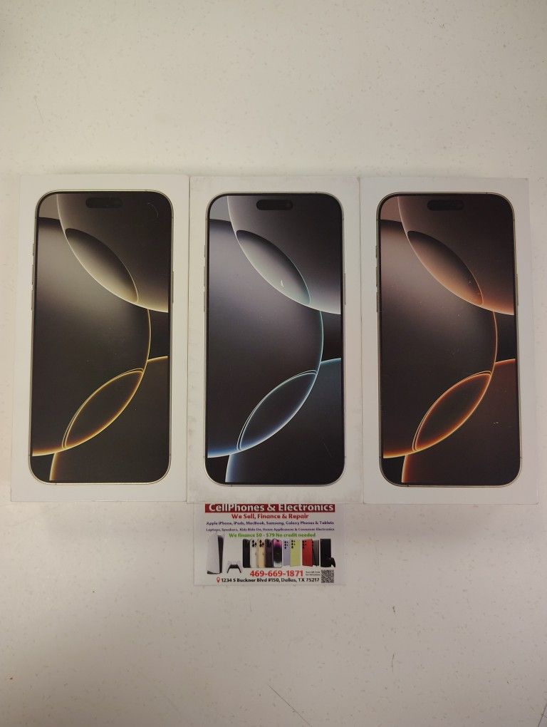 iPhone 16 Pro Max 256GB Factory Unlocked Brand New-On Payments With Just $50 Down 