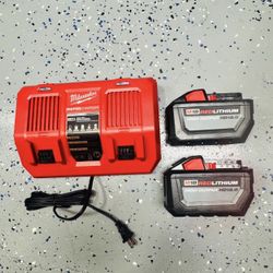 🔥 Milwaukee Dual Rapid Charger + (2) 12.0 H.O M18 Batteries 