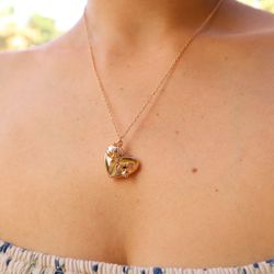 Puffed Heart Locket Necklace (Magnetic) 