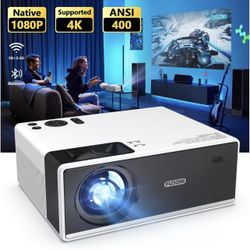 BRAND NEW IN BOX Fudoni 4K Support Projector with WiFi and Bluetooth, Outdoor Portable Mini Projector 15000L Full HD 1080P Max 300" Display Zoom,