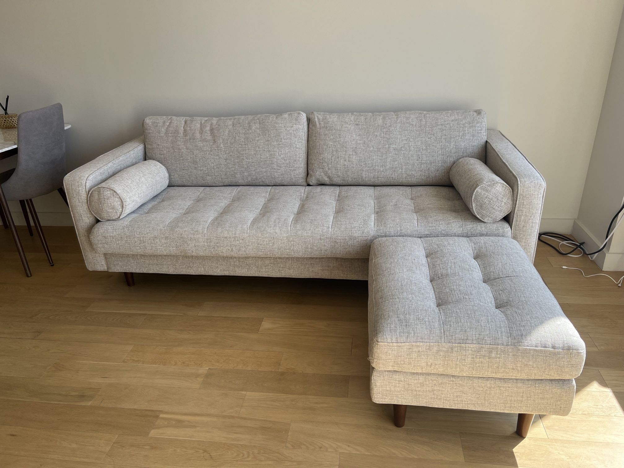 Article Sven Sofa in Birch Ivory 88" & Article Sven Ottoman