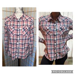 Women Plaid Long Sleeve Button Down Shirt