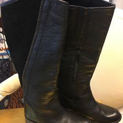 Boots , Ladies , Black Leather & Suede, 6  1/2  EC , Ghent