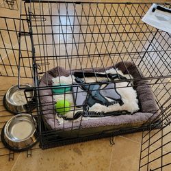 30" Dog Crate. New In Box. Dual Doors. With 2 Bowls