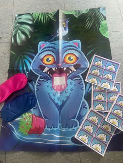 Demon Hunters Pin the Tail Party Game with Blindfolds and Stickers