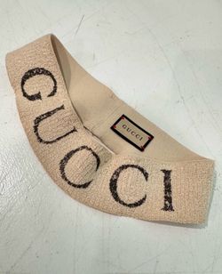 GUCCI Off-White Cotton Logo Headband One Size