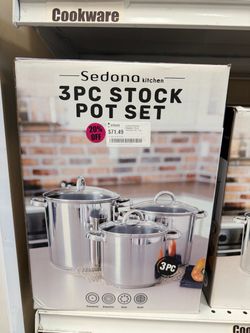 Sedona Kitchen 3-Piece Stainless Steel Stock Pot Set – 6-qt, 8-qt & 12-qt