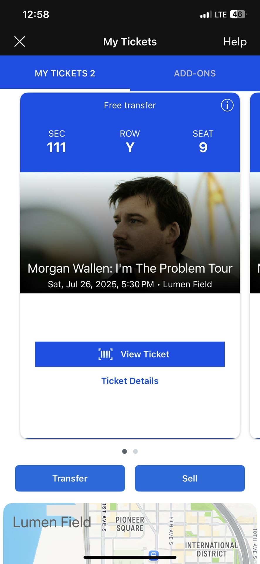 Two 100 Level Morgan Wallen I’m The Problem Tickets Seattle Saturday July 26th