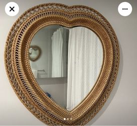 Heart Shaped Wicker Mirror