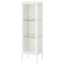 IKEA BAGGEBO cabinet with glass doors, metal/white
