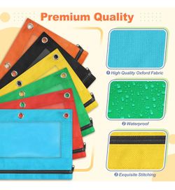 Brand New Pencil Pouch for 3 Ring Binder, 72 Pack Pencil Pouches Bulk in 6 Colors, Binder Pencils Pouches with Smooth Zipper, Zipper Pencil Pouch, Cle