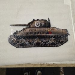 Sherman Tank WWII US Military Army Steel Metal Sign 