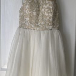 Sequin hearts gold and white dress