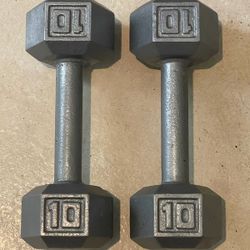 PAIR OF 10LB. STEEL DUMBBELLS 