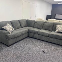 Gorgeous Steel Gray Sectional Sofa
