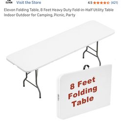Elevon Folding Table, 8 Feet Heavy Duty Fold-in-Half Utility Table Indoor Outdoor for Camping, Picnic Minor damage shown in photo $45