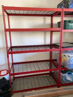 Husky Heavy-Duty Garage Shelving – Red – Excellent Condition $125 each OR $350 for all 3